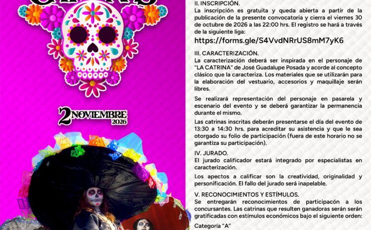  Invita IPACULT a participar en el Concurso de Catrinas del Festival Tradiciones de Vida y Muerte